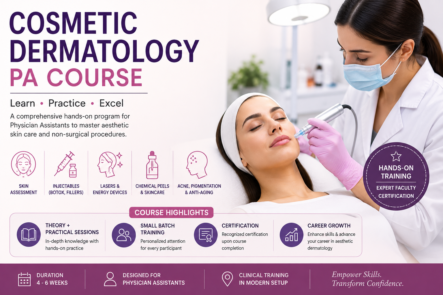 Professional Cosmetic Dermatology PA Training in India