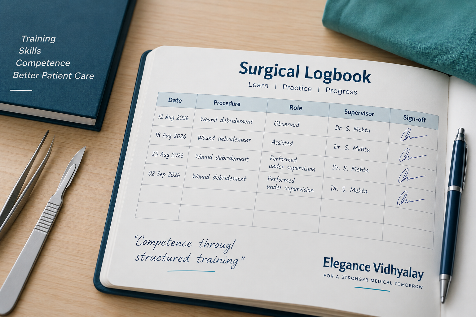 How Many Supervised Debridements Before You Operate Solo? A Logbook Benchmark